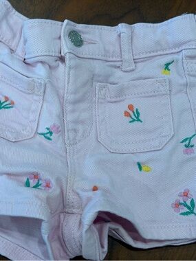 GAP Light Pink Floral Embroidered Girls' Shorts